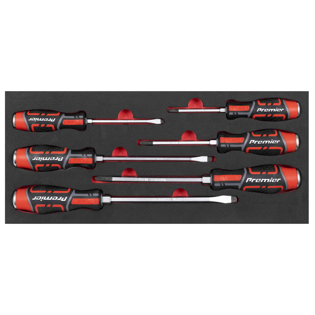 Premier Hammer-Thru Screwdriver Set with Tool Tray 6pc