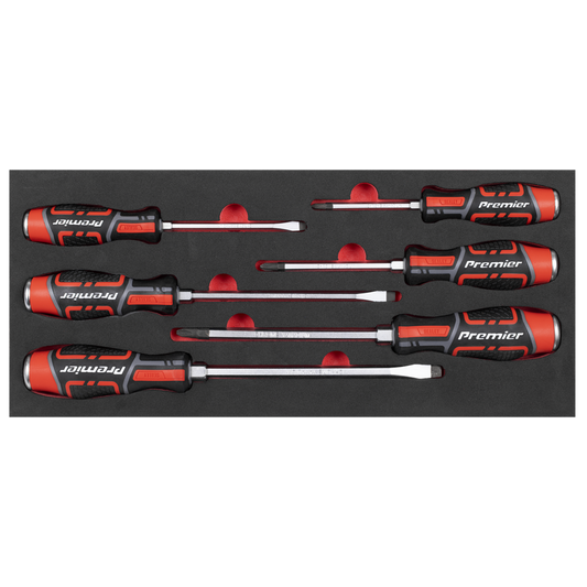 Premier Hammer-Thru Screwdriver Set with Tool Tray 6pc