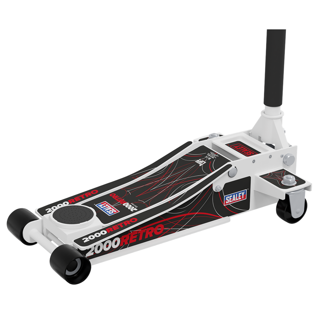 Low Profile Custom Design Trolley Jack with Rocket Lift 2 Tonne - White