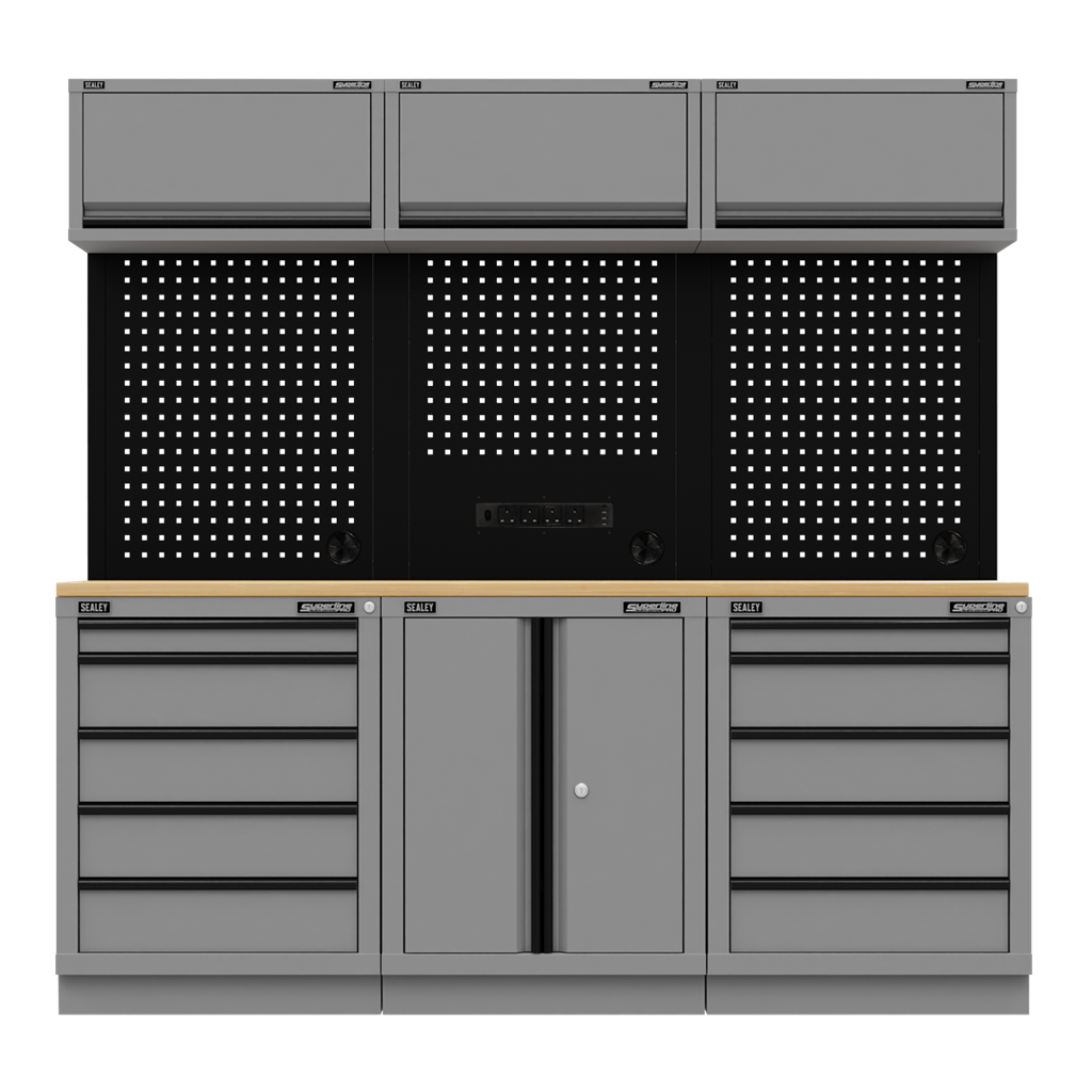 Superline PRO&#174; Black Edition Storage System with Rubber Wood Worktop 2.04m