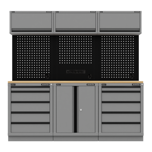 Superline PRO&#174; Black Edition Storage System with Rubber Wood Worktop 2.04m