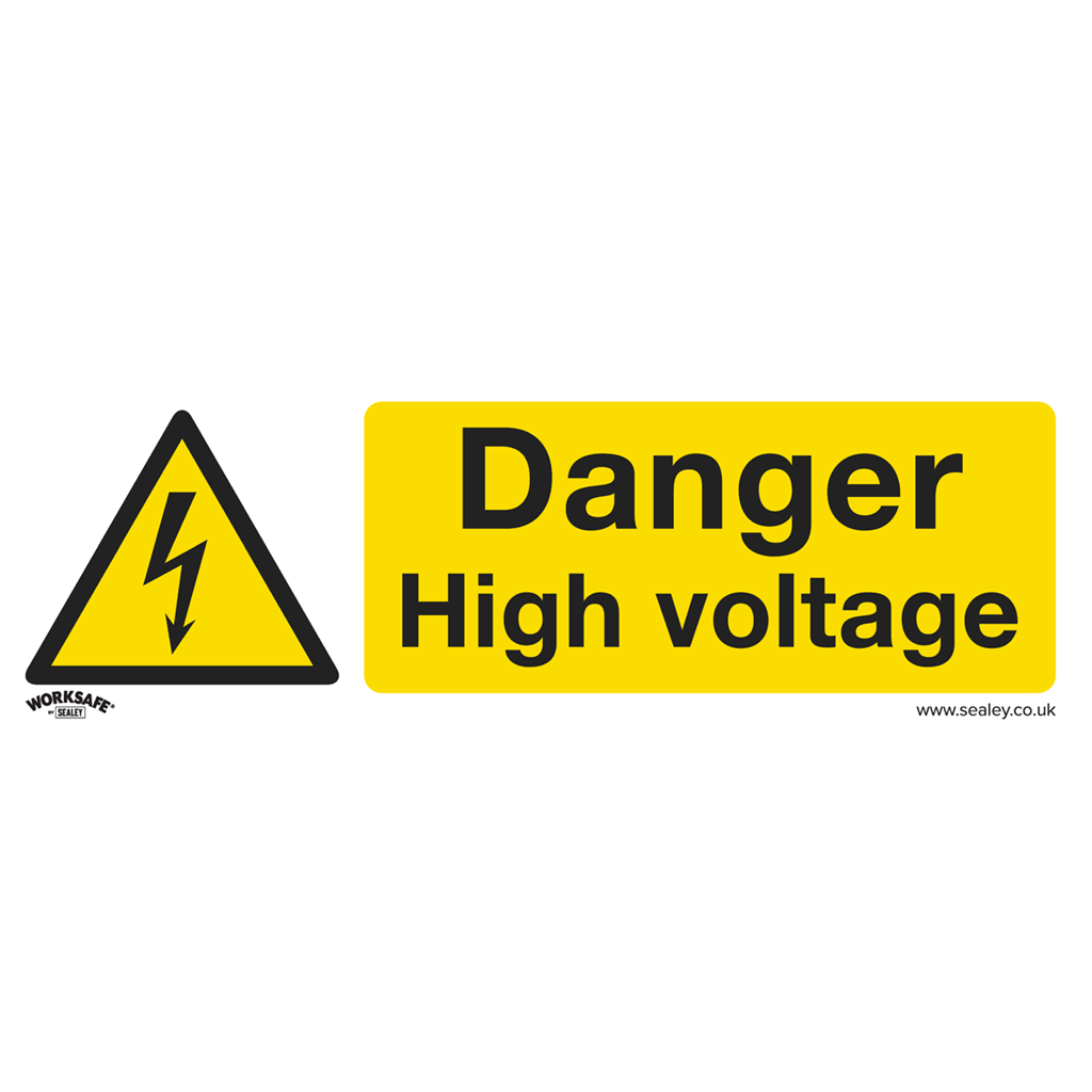 Worksafe&#174; Danger High Voltage Safety Sign, Rigid Plastic - Pack of 10