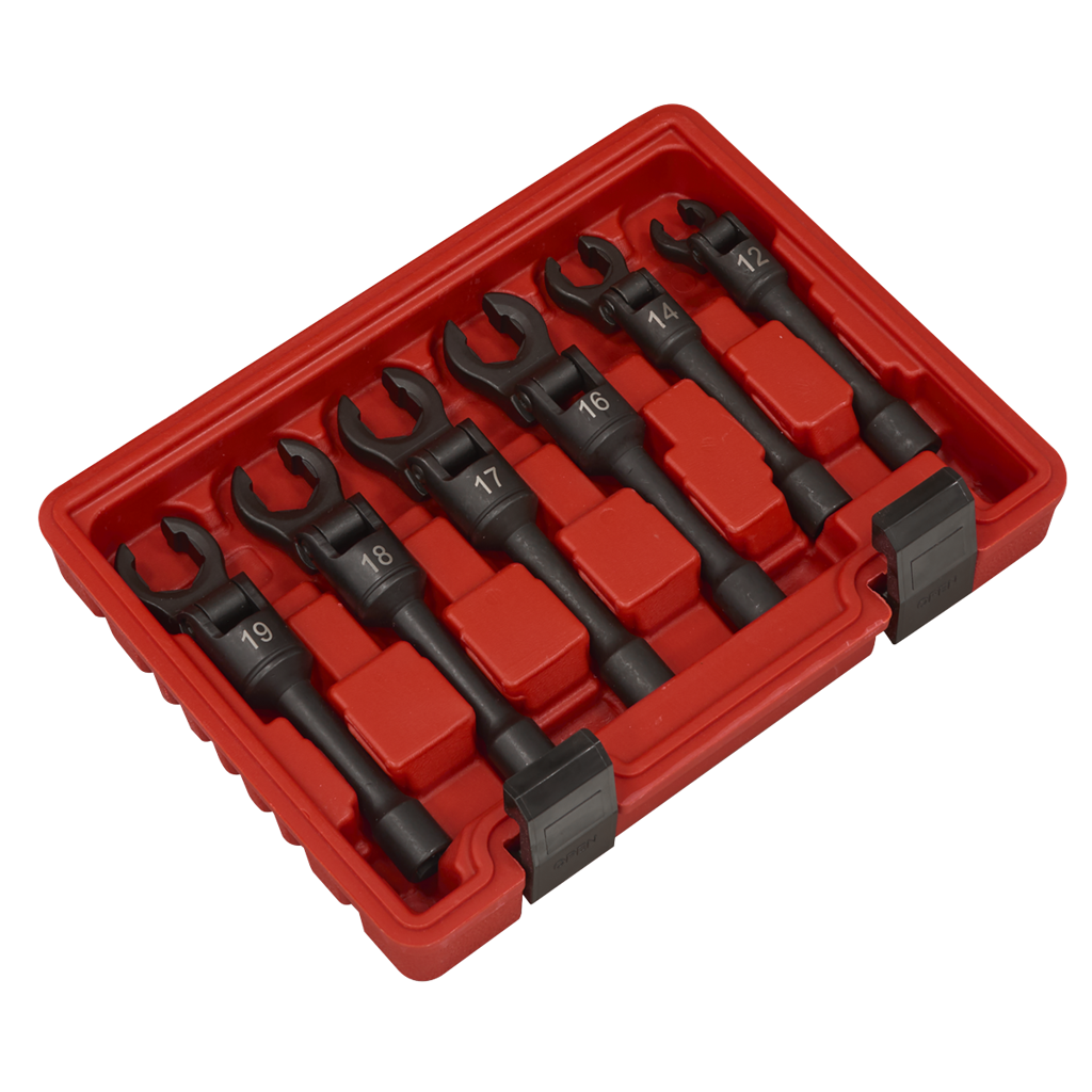 Flexi-Head Flare Nut Diesel Injection Wrench Set 6pc 3/8"Sq Drive