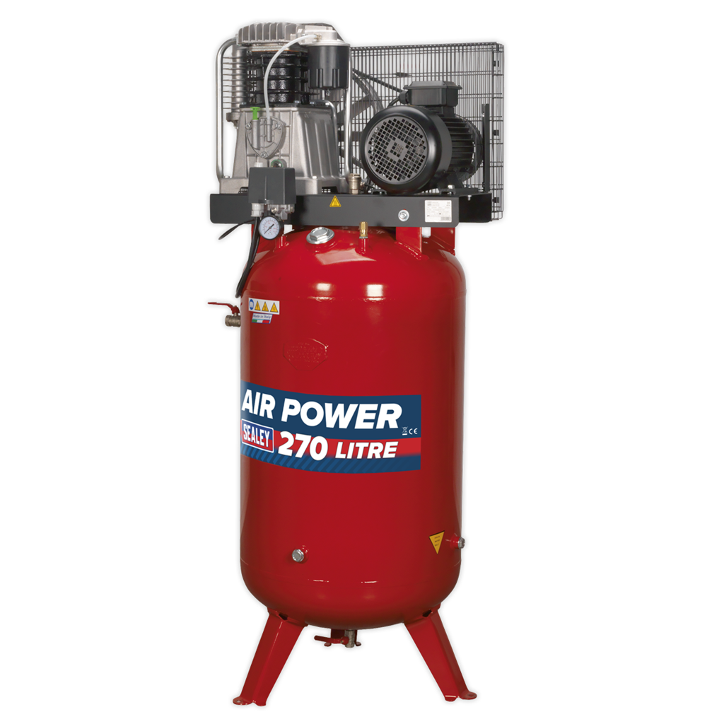 270L Vertical Belt Drive Air Compressor with Cast Cylinders 7.5hp 2-Stage