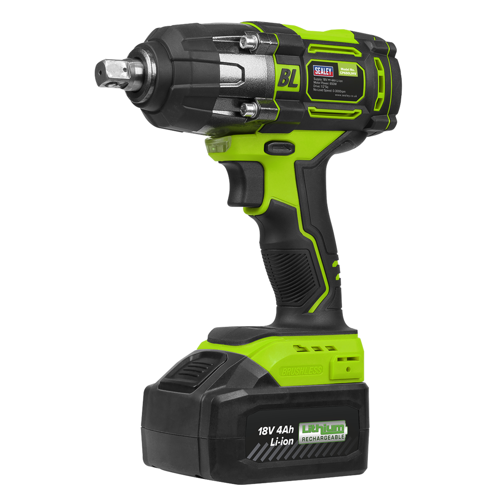 1/2"Sq Drive Hi-Vis Cordless Brushless Impact Wrench 18V 4Ah