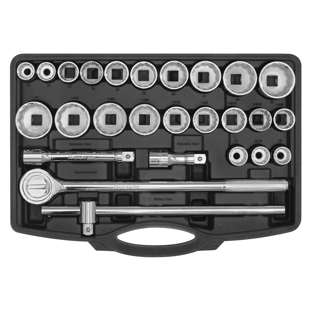 Premier Metric/Imperial Socket Set 3/4"Sq Drive 12-Point 26pc