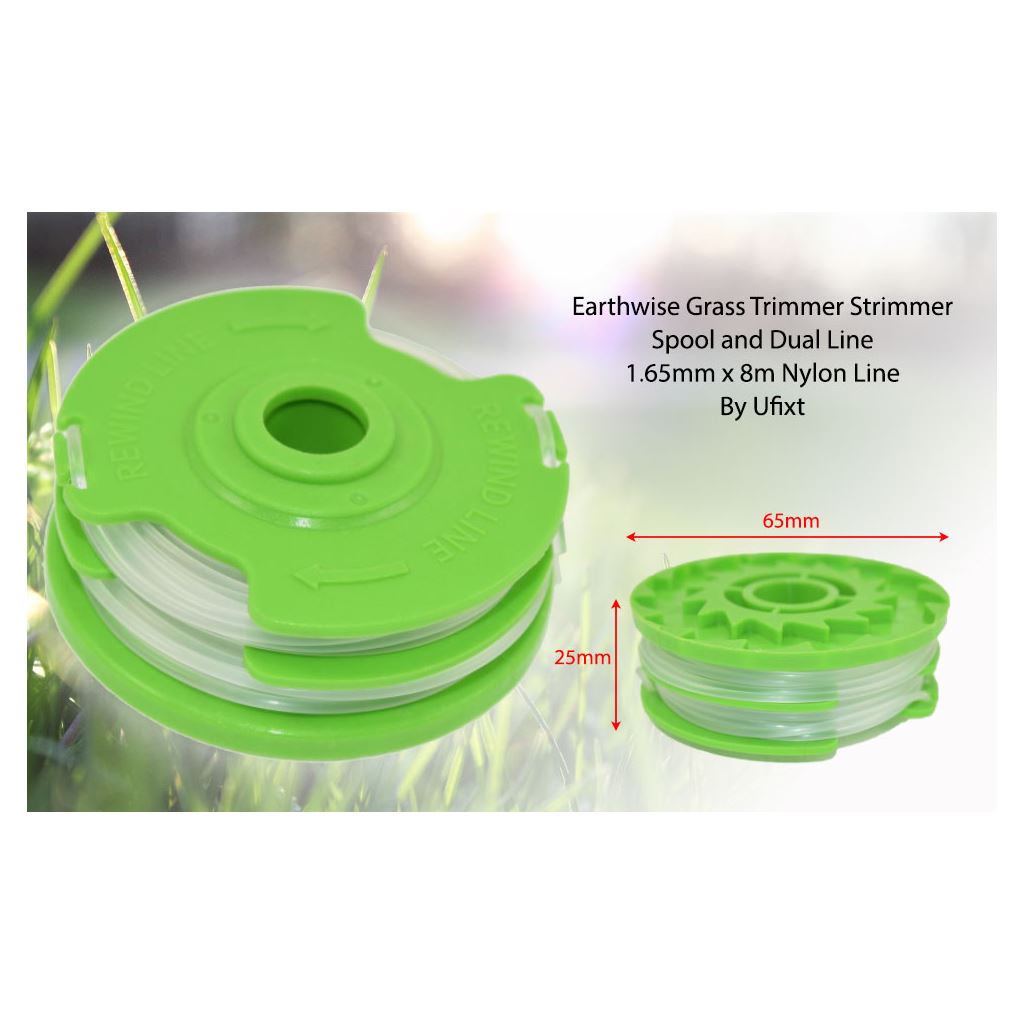 Earthwise-Compatible Grass Strimmer Spool & Dual Line 1.65mm x 8m - Replacement for RS90111