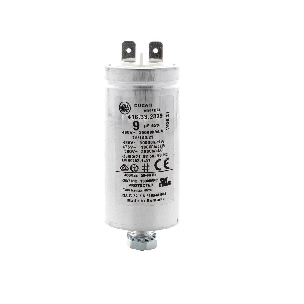 Capacitor 9uf for Hotpoint/Indesit/Swan/Creda Tumble Dryers and Spin Dryers