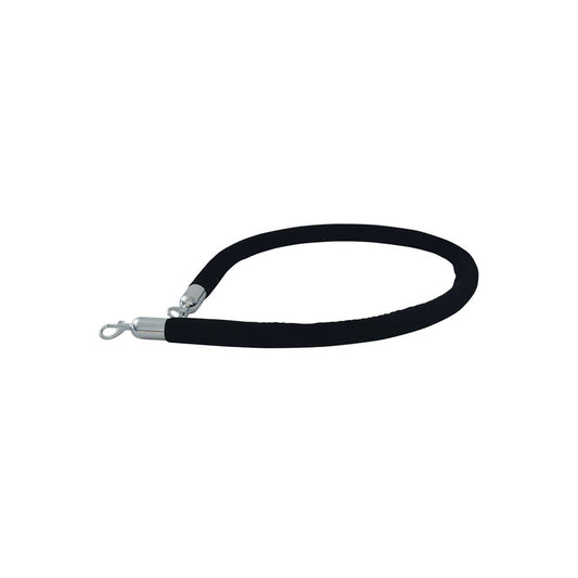 Velvet Effect Security Rope with Hooks 1.5m - Black