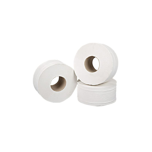 2 Ply White Mini Jumbo Toilet Rolls - 150m x 90mm - Pack of 12