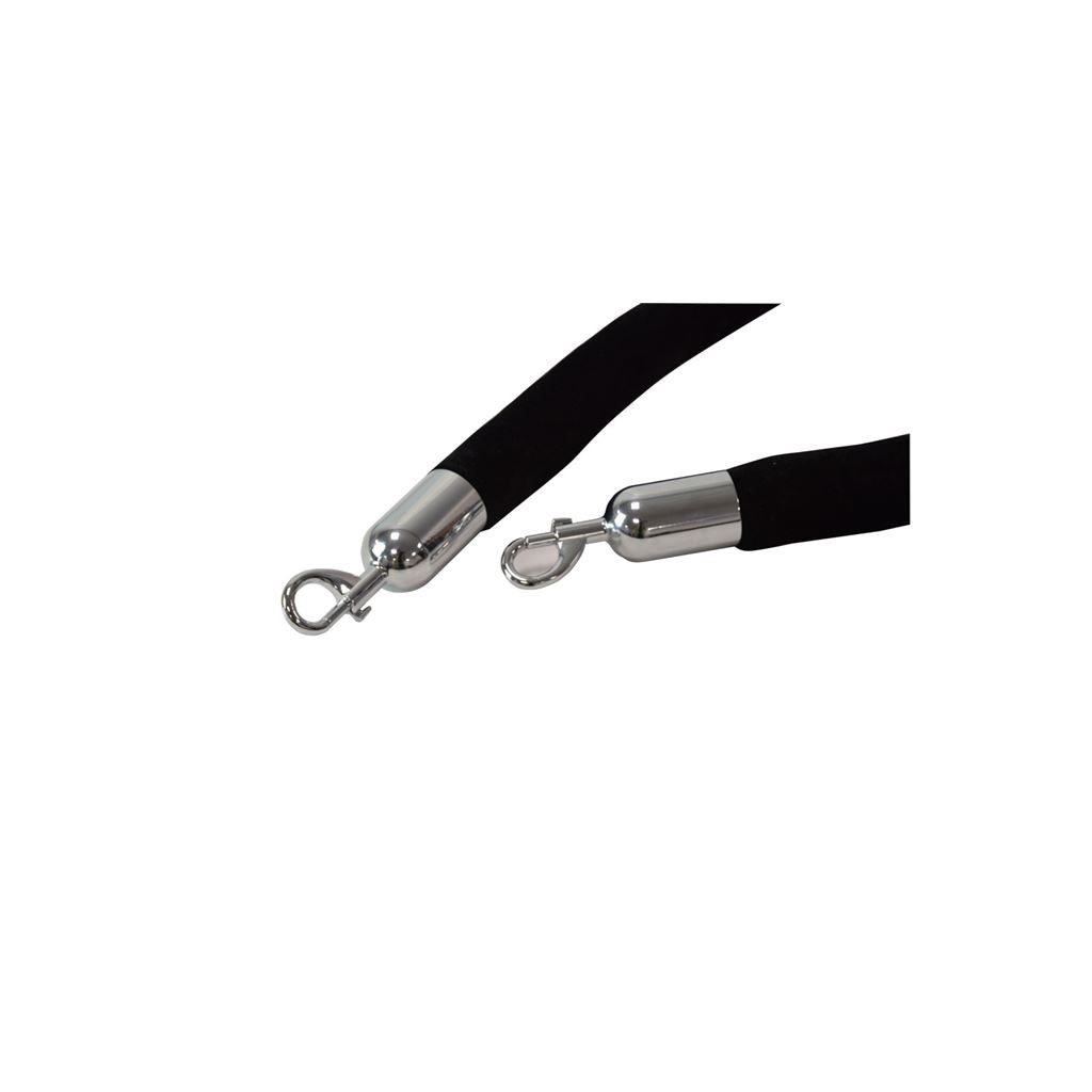 Velvet Effect Security Rope with Hooks 1.5m - Black