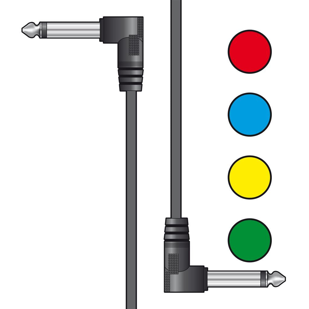 Classic Audio Patch Lead Sets 6.3mm Mono Jack Plug - 6.3mm Mono Jack Plug 6pcs - Multicolour 0.15m - PATCH015CL