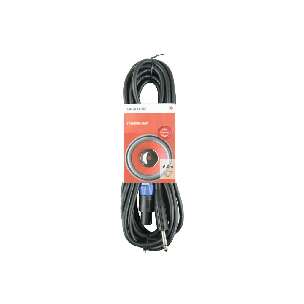 Classic Speaker Leads 6.3mm Mono Jack Plug - Speaker Plug - 6.0m - SPK-J600