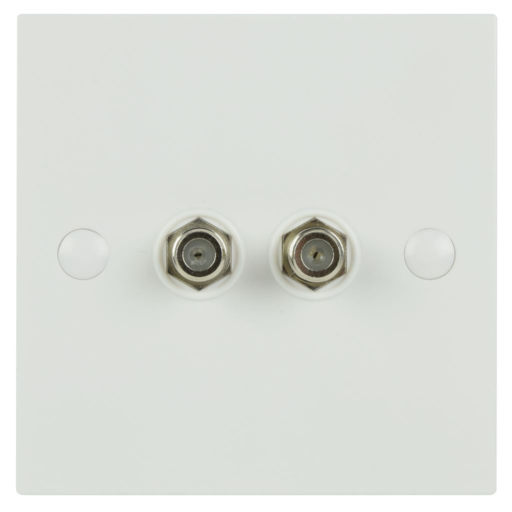 Double Low Loss F-Type Screw Wallplate - Connector