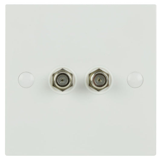 Double Low Loss F-Type Screw Wallplate - Connector