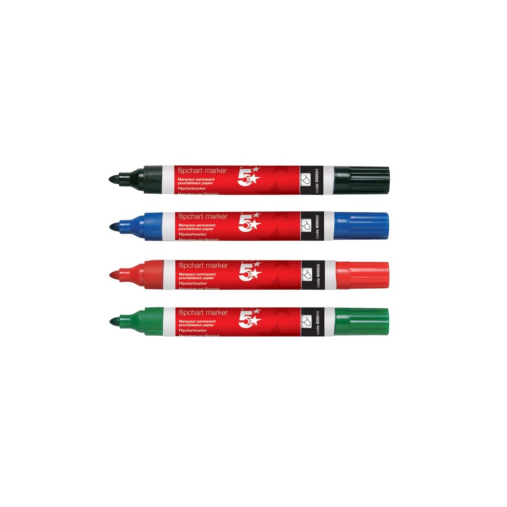 Flipchart Marker Pens - Assorted Colours - Pack of 4