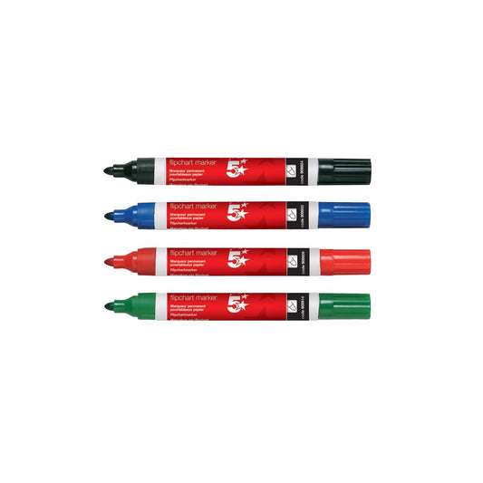 Flipchart Marker Pens - Assorted Colours - Pack of 4