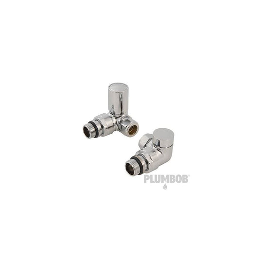 Angled Corner Towel Radiator Valve & Lockshield - 15mm