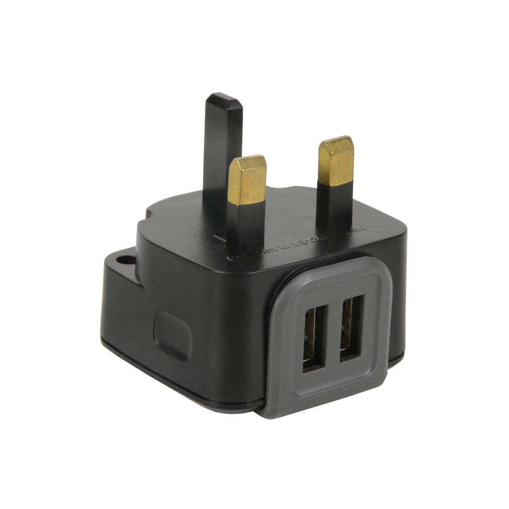 2 Port USB Mains Charger 2.4A - Twin - USB-UK224v2