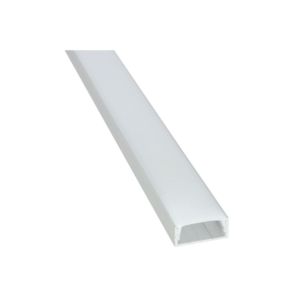 Aluminium LED Tape Profile - Wide Crown - 1m Frosted - AL1-C2311