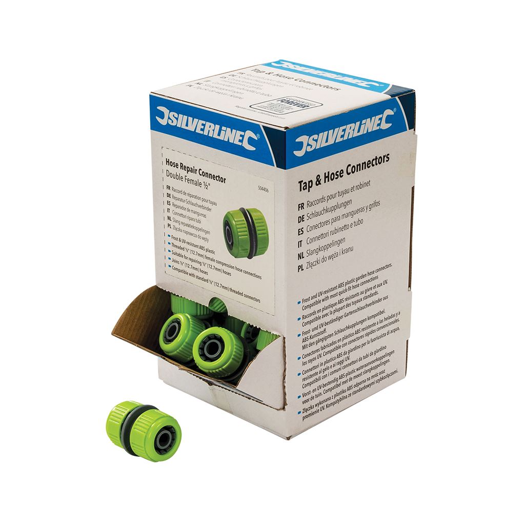Silverline Hose Repair Connectors 1/2" Display Box 30pce - Double Female