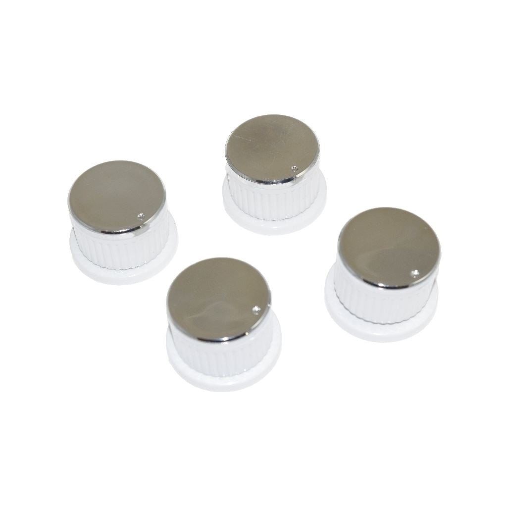 Universal Oven Cooker Hob Knob Dial Pack of 4 White/Silver