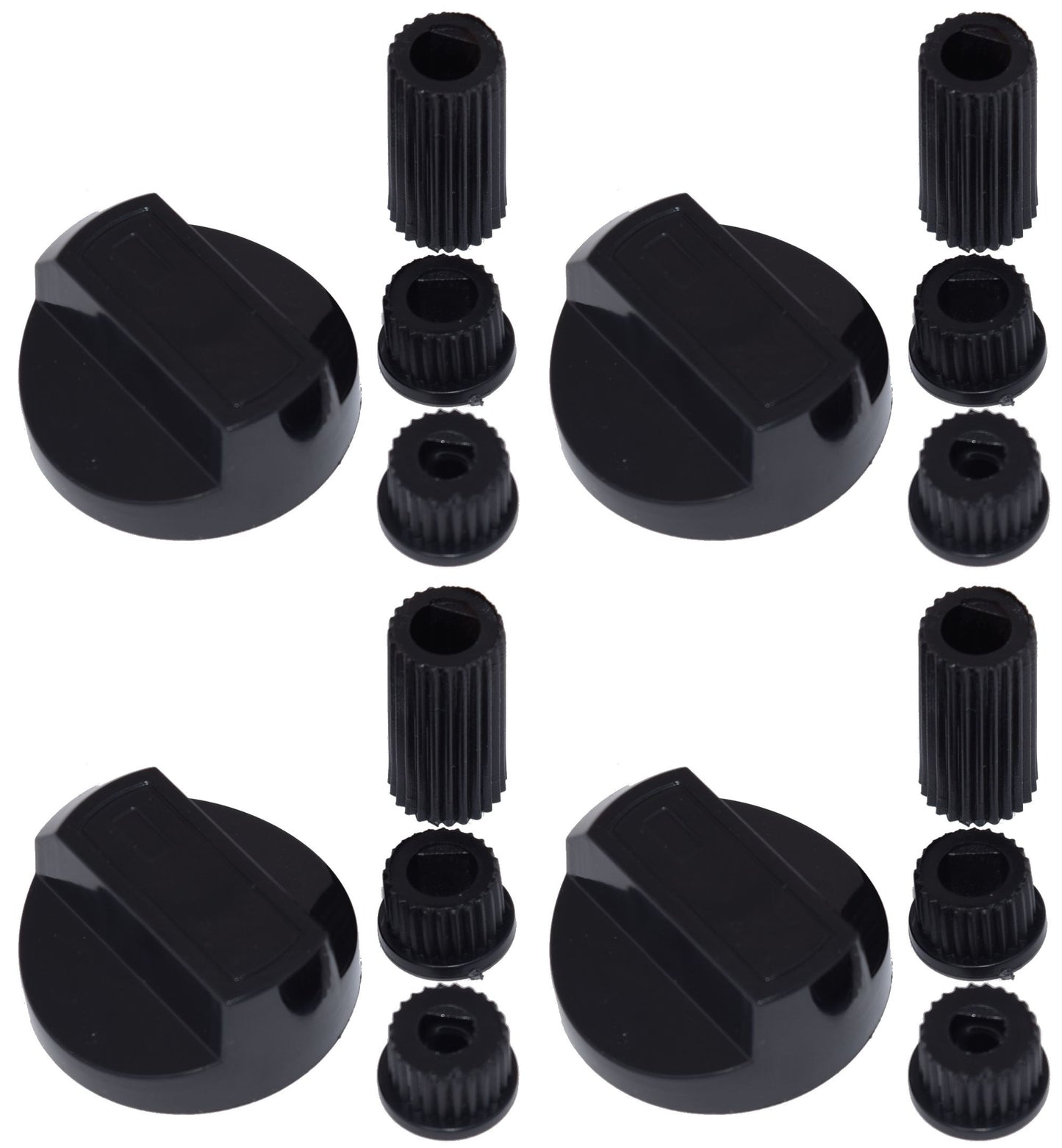 Universal Cooker Oven Grill Control Knobs And Adaptors Black Fits All Gas Electric x 4