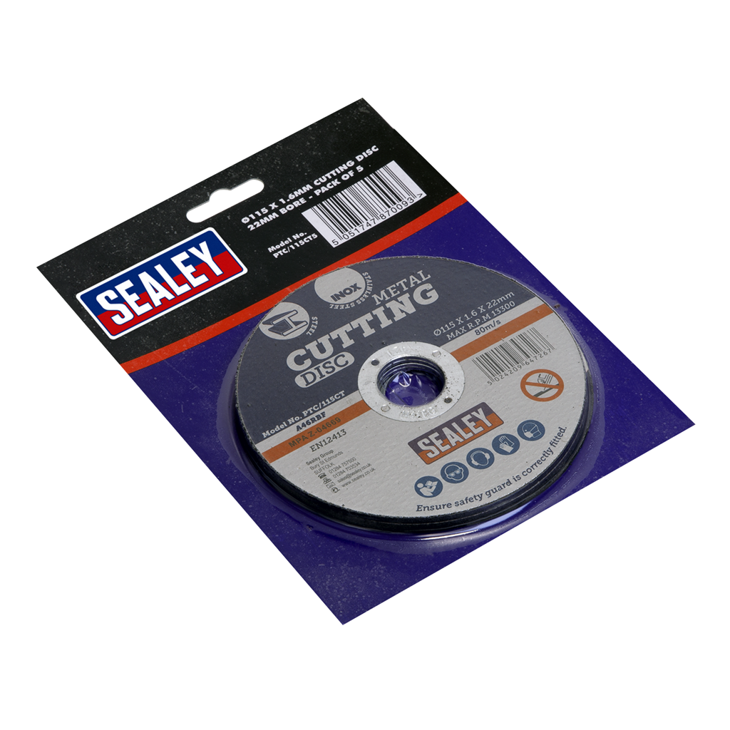 Cutting Disc &#216;115 x 1.6mm &#216;22mm Bore Pack of 5