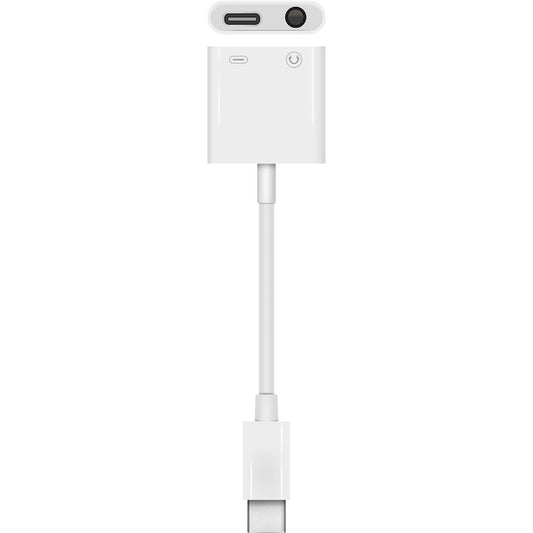 Electrovision USB-C Plug to 3.5mm Stereo Socket and 20W Fast Charging USB-C Socket With Calling Capability Adaptor 45mm