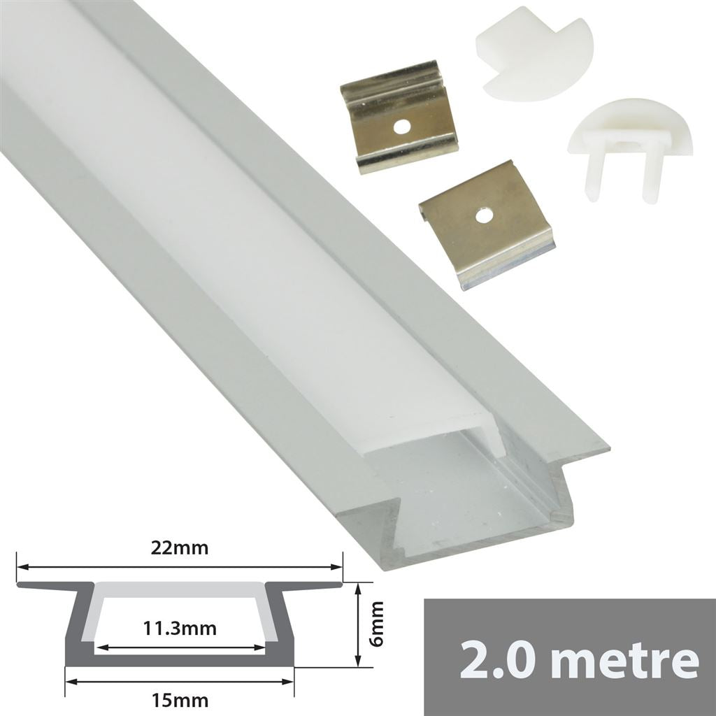 Aluminium LED Tape Profile - Recess - 2m - AL2-F2206