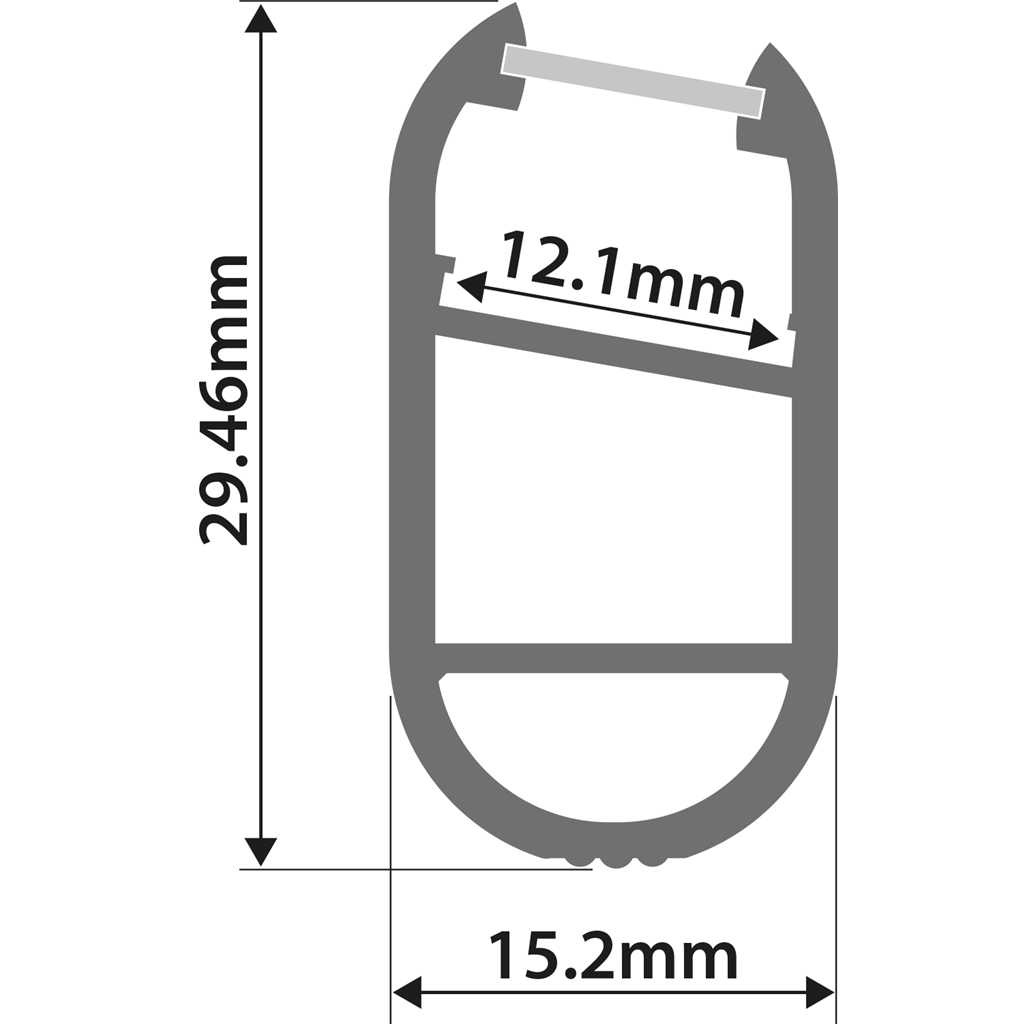 Aluminium LED Tape Profile - Wardrobe Rail - 1m - AL1-W2915