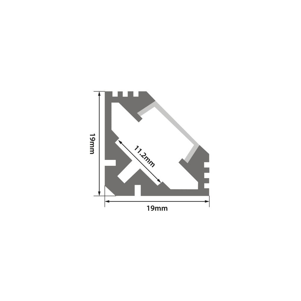 Aluminium LED Tape Profile - Angle 45&#176; - Transparent Capping - 2m Clear - A2-A1818C