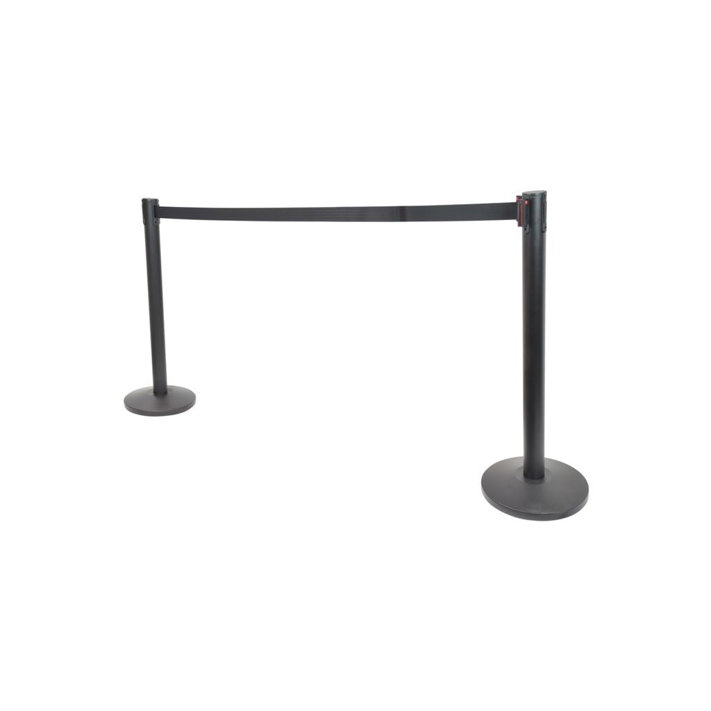 Retractable Crowd Control Barriers - Set of 2 - Black