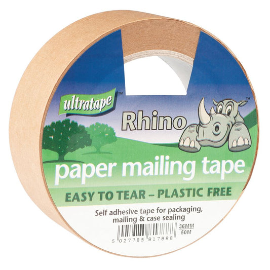 Paper Mailing Tape - Plastic Free - 36mm x 50m - PAPER-TAPE36