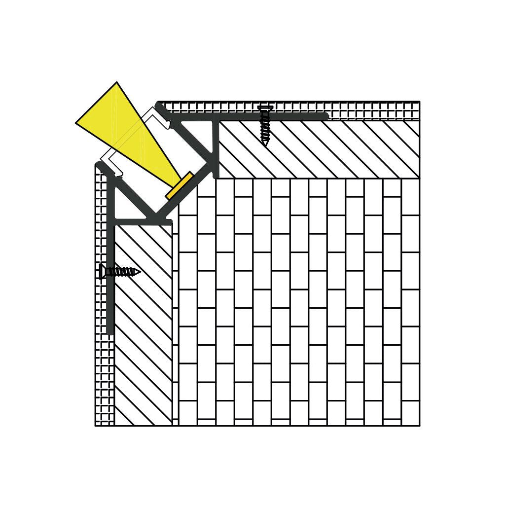 Aluminium LED Tape Profile External Corner Plaster-in - 2m