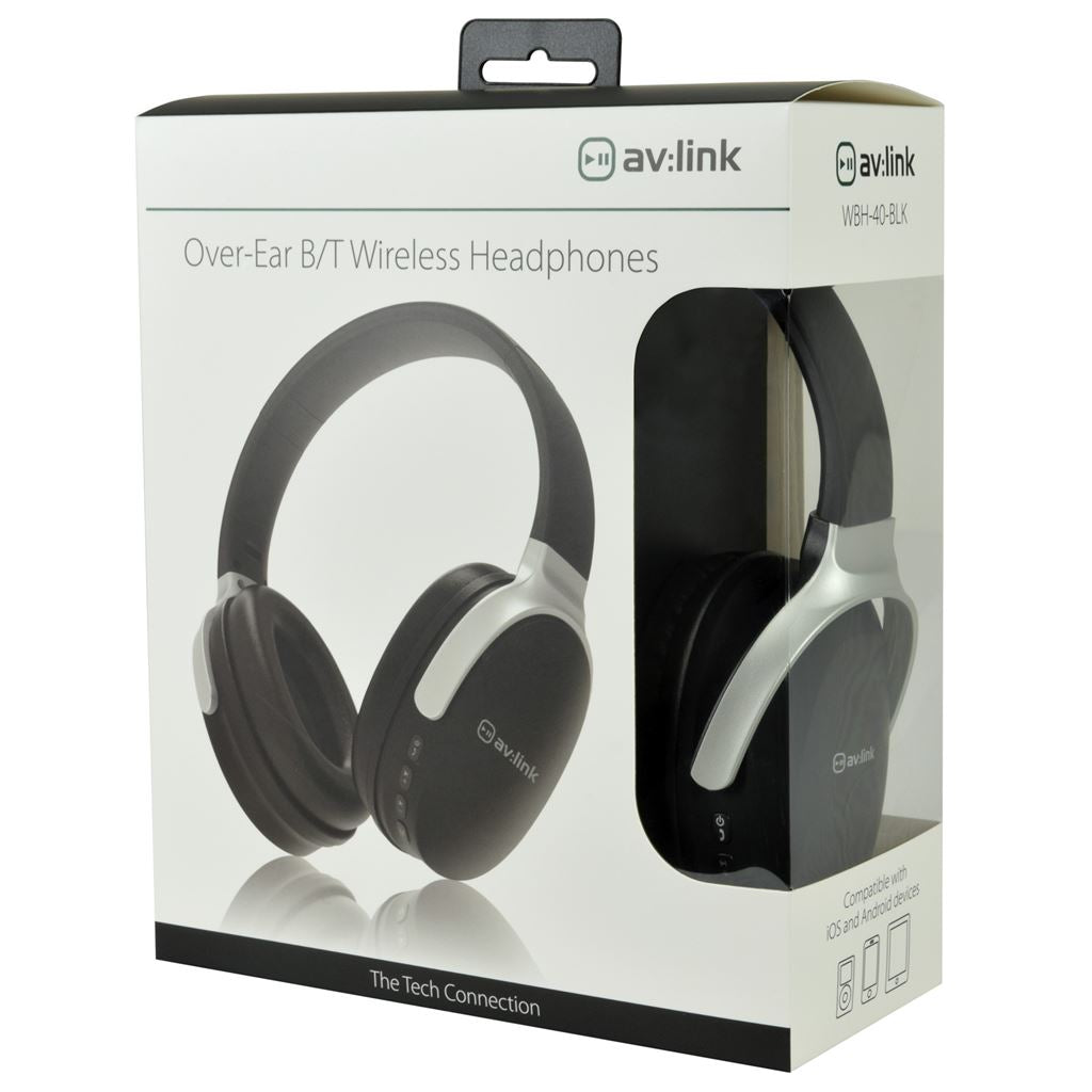 Over-Ear Wireless Bluetooth Headphones - Black - WBH-40 BLK