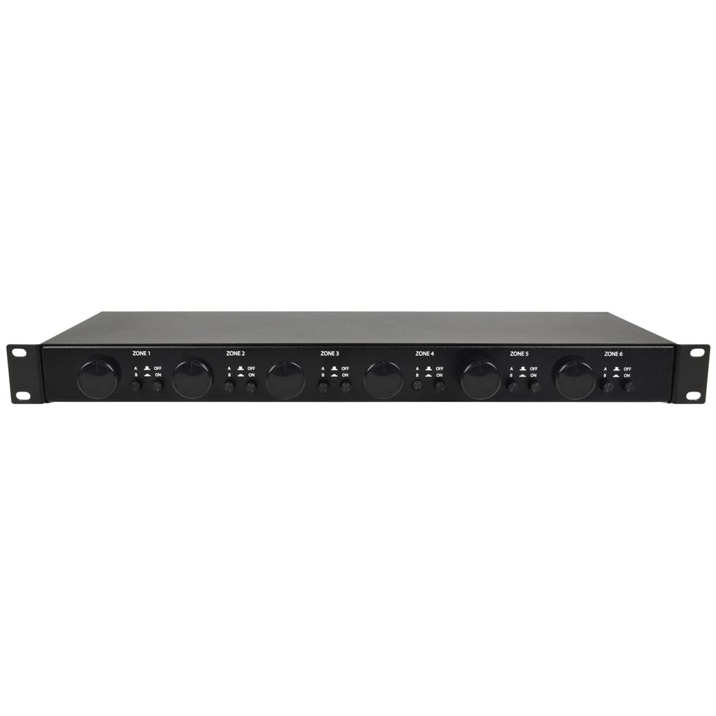 AT6 Rack-mount 100V Attenuator + A/B Source Switch 6 x 30W - Volume Switcher