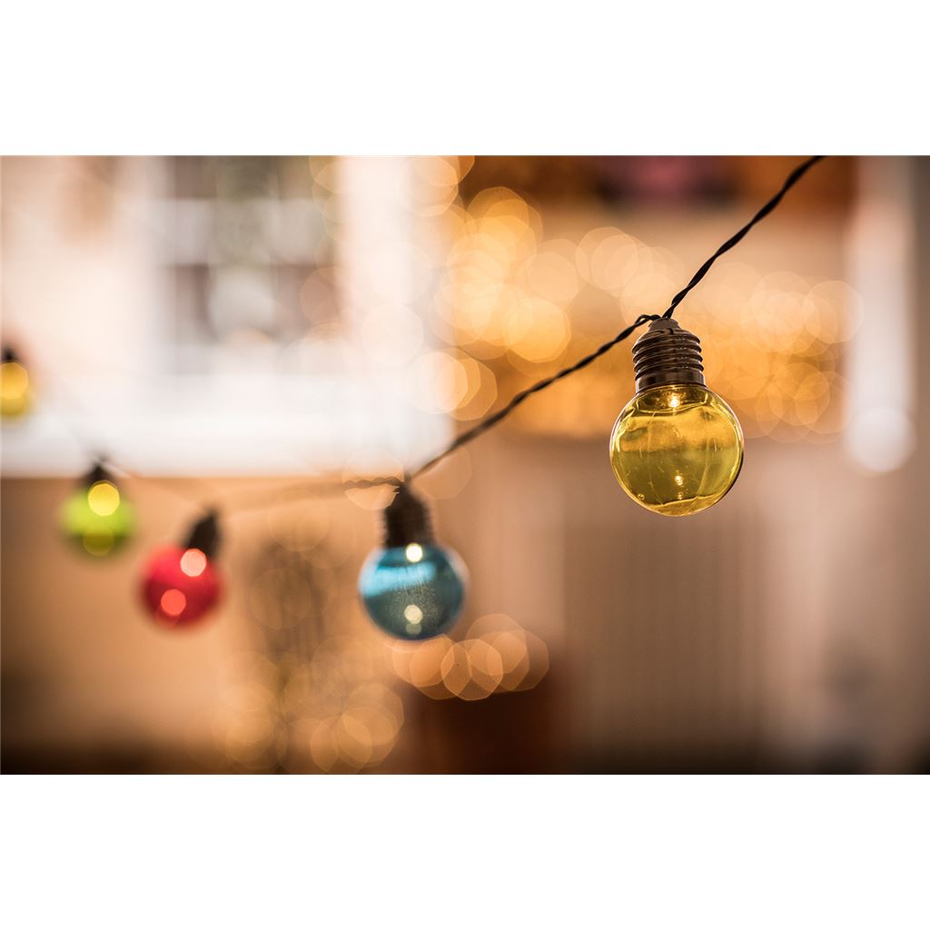 Outdoor LED Festoon Lights - 10 Bauble Multicolour - BOF10MC