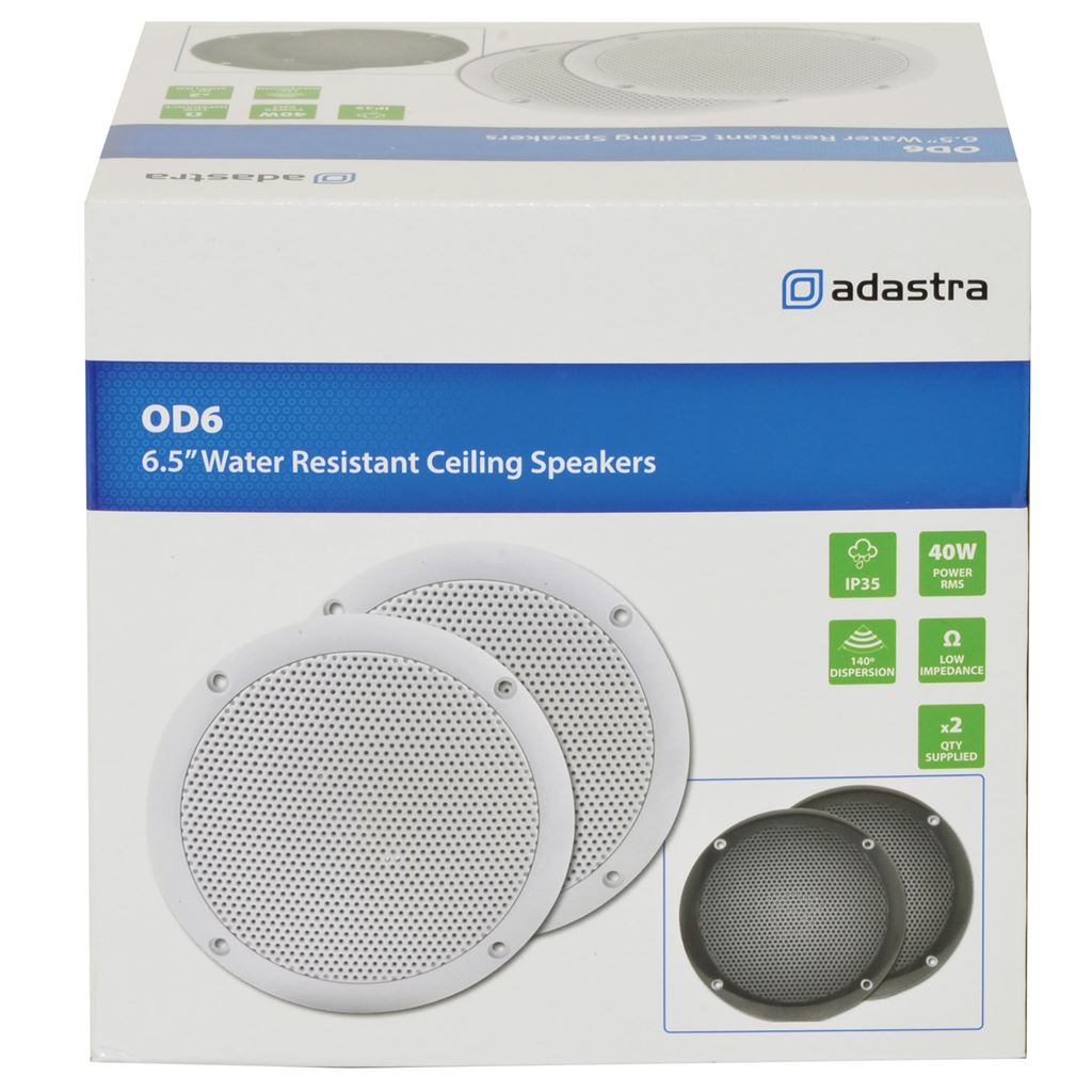 OD Series Water Resistant Speakers - 0D6-W8 speaker, 16.5cm (6.5"), 100W max, 8 ohms, White - OD6-W8