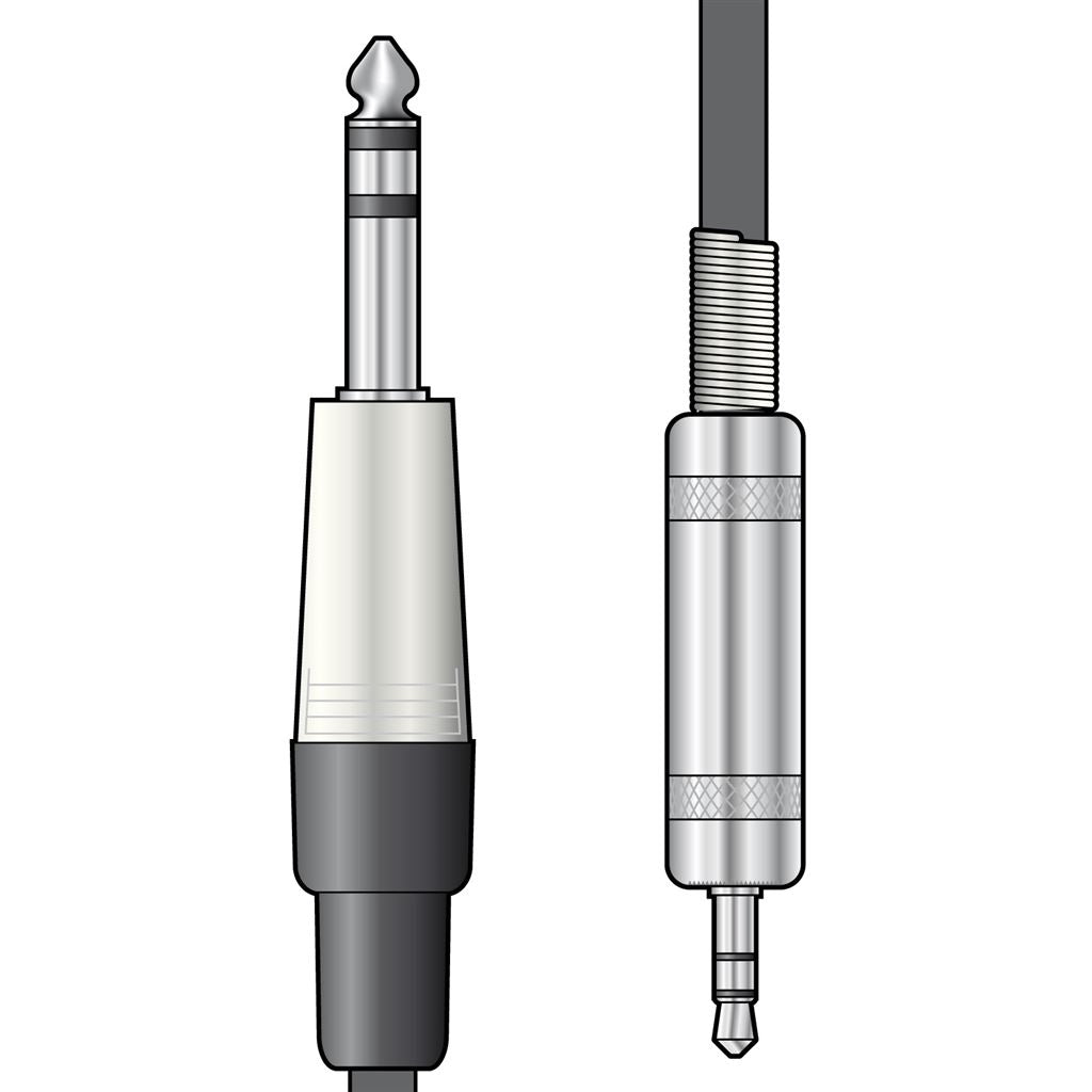 Classic Audio Leads 6.3mm TRS Jack Plug - 3.5mm TRS Jack Plug - 0.75m - S6-3J075