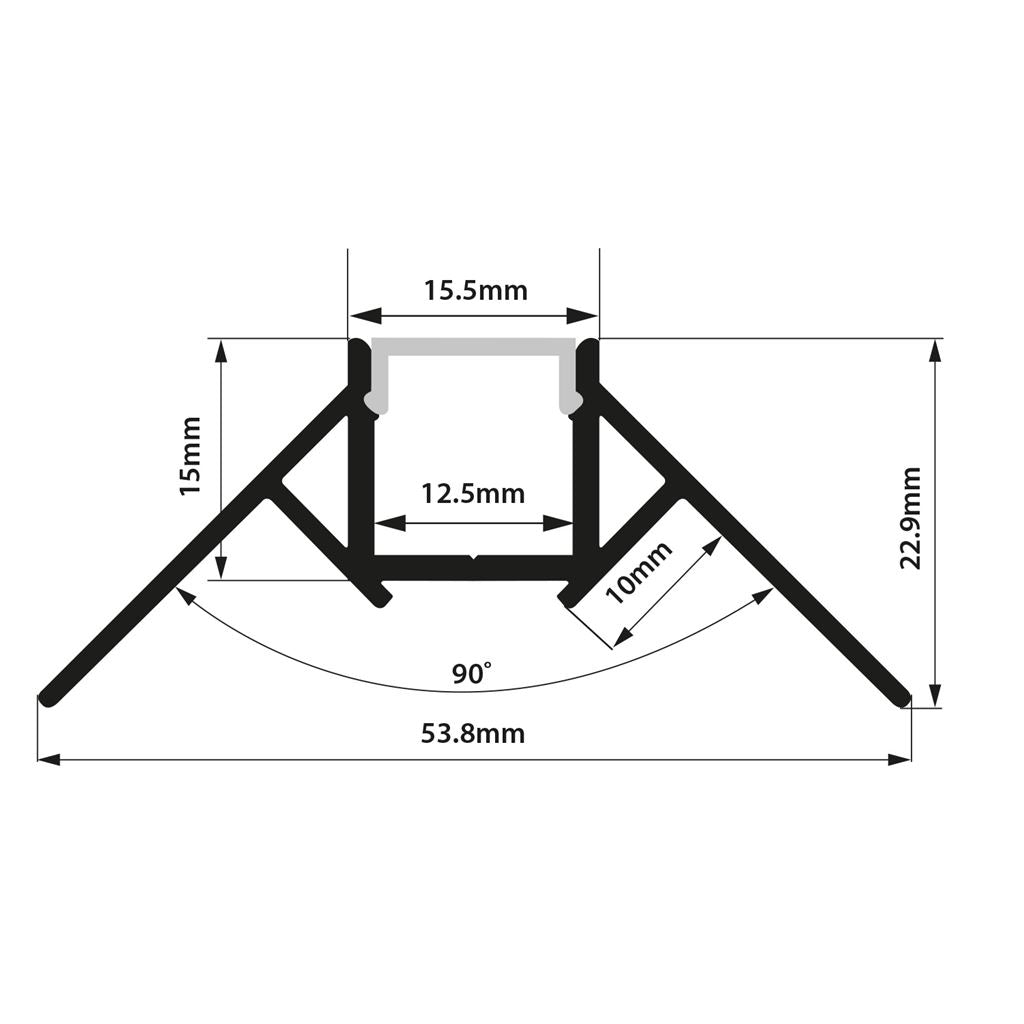 Aluminium LED Tape Profile External Corner Plaster-in - 2m