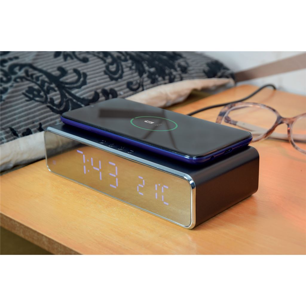 Recharge: Wireless Fast Charging Digital Alarm Clock - Black