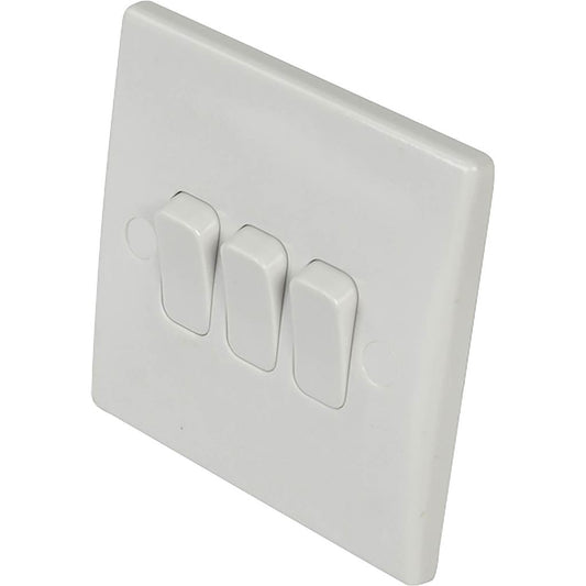 2 Way3 Gang Light Switch Curved Edge 10A