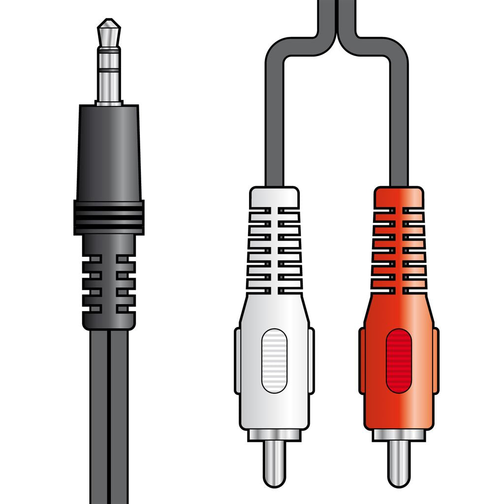 3.5mm Stereo Plug to 2 x RCA Plugs Leads - 1.2m