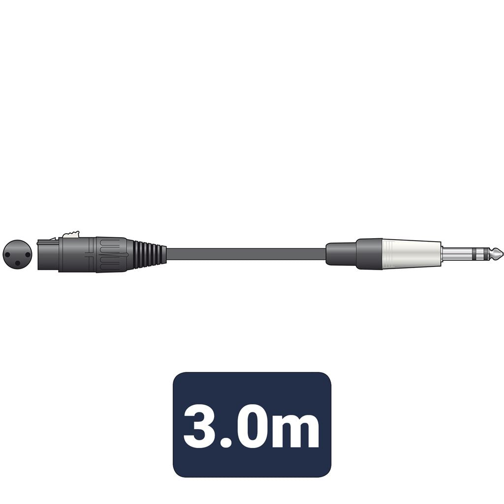 Classic Audio Leads XLR Female - 6.3mm TRS Jack Plug - 3.0m - XF-S6J300