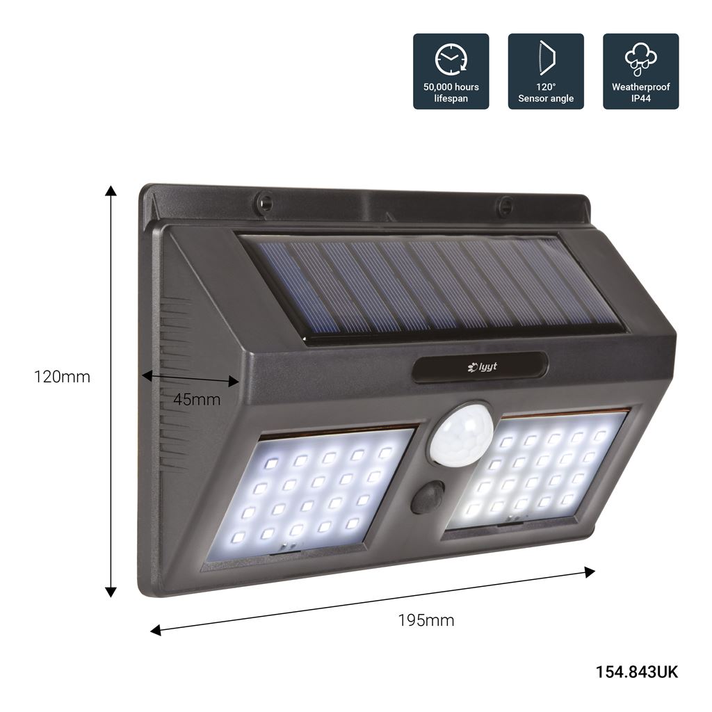 40 LED Solar Outdoor Garden Wall Fence Light with Motion Sensor - 40LED Security - 40LED-SSL