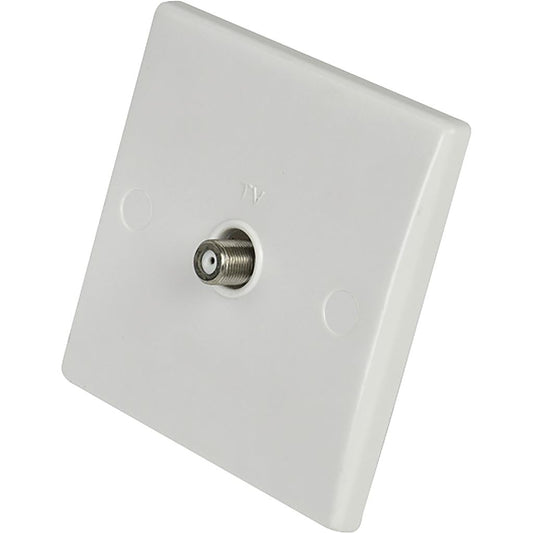 Wall Outlet Coax White Curved Edge