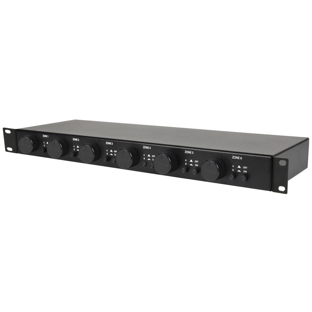 AT6 Rack-mount 100V Attenuator + A/B Source Switch 6 x 30W - Volume Switcher