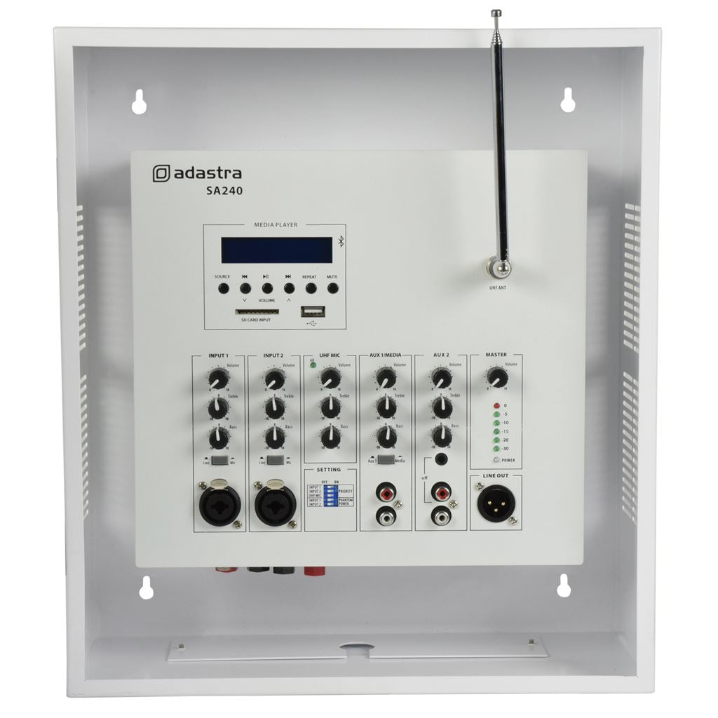 SA-series Secure Wall Amplifier 100V with UHF Mic + Media Player - SA240 +UHF