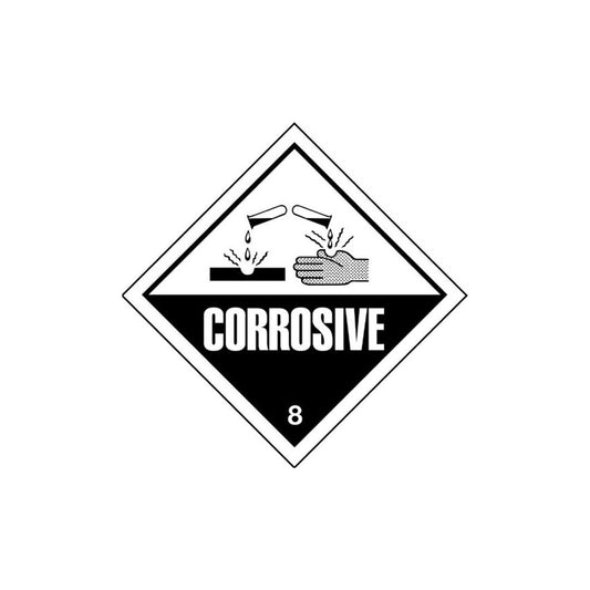 Class 8 Corrosive Warning Diamond - Self Adhesive Vinyl - 100mm x 100mm